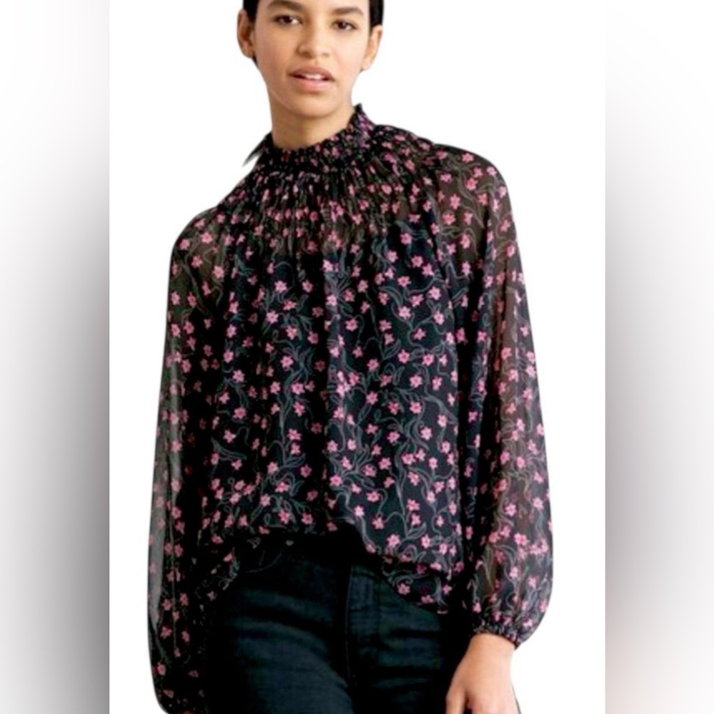 NWT Elizabeth and James Floral Sheer Blouse Size Small